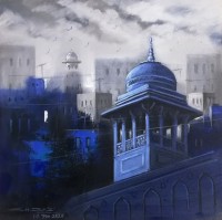 G. N. Qazi, 14 x 14 inch, Acrylic on Canvas, Cityscape Painting, AC-GNQ-047